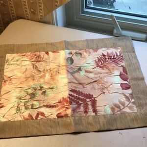 NWOT  Elegant Silk Cream, Beige and Brown Floral Table Runner/Dresser Runner